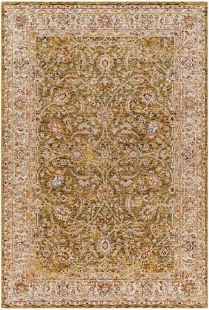 Livabliss Mona Lisa Traditional Turkish Polyester Area Rug with Fringe for Large Living Rooms Olive, Light Sa 2' x 2'11" MNI2306-23