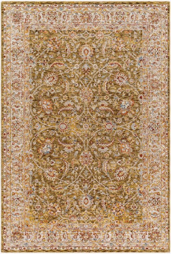 Livabliss Mona Lisa Traditional Turkish Polyester Area Rug with Fringe for Large Living Rooms Olive, Light Sa 2' x 2'11" MNI2306-23