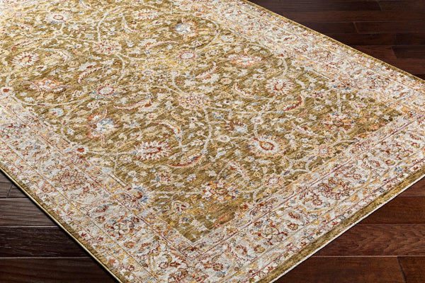 Livabliss Mona Lisa Traditional Turkish Polyester Area Rug with Fringe for Large Living Rooms Olive, Light Sa 2' x 2'11" MNI2306-23