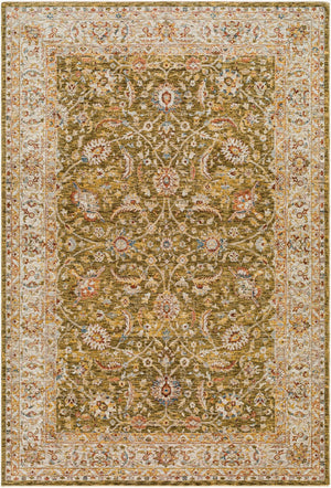 Livabliss Mona Lisa Traditional Turkish Polyester Area Rug with Fringe for Large Living Rooms Olive, Light Sa 6'7" x 9'6" MNI2306-6796