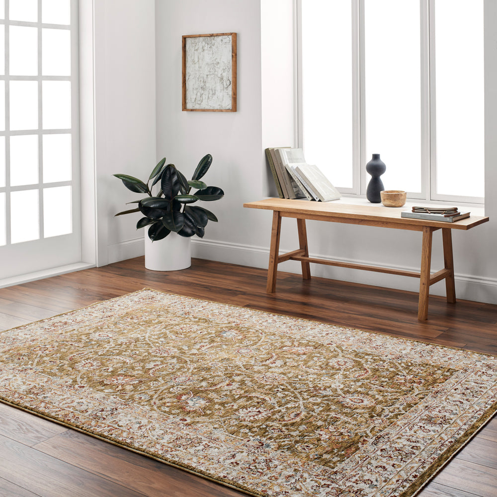 Mona Lisa MNI-2306 9' x 12'2" Machine Woven Rug MNI2306-9122  Olive, Light Sage, Mustard, Tan, Rust, Burgandy Surya