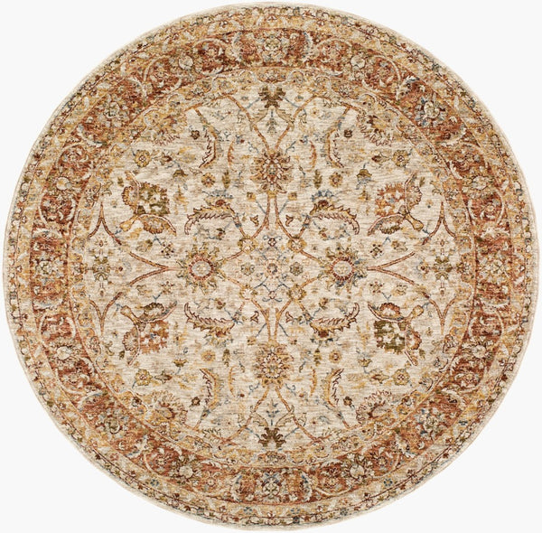 Livabliss Mona Lisa Traditional Polyester Area Rug for Large Living and Dining Rooms Turkey Light Sage, Tan 6'7" x 6'7" MNI2307-67RD