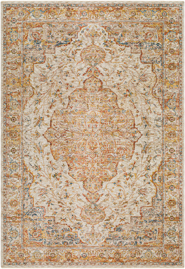 Mona Lisa MNI-2308 6'7" x 9'6" Machine Woven Rug MNI2308-6796  Light Sage, Tan, Mustard, Rust, Sage, Dark Blue Surya