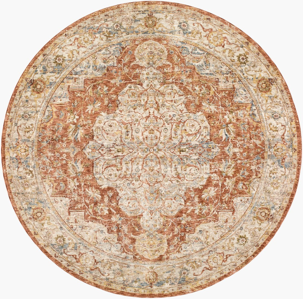 Livabliss Mona Lisa Traditional Medallion Polyester Area Rug with Fringe for Large Rooms Light Sage, Rus 6'7" x 6'7" MNI2309-67RD