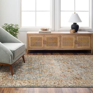 Livabliss Mona Lisa Traditional Medallion Polyester Area Rug for Large Living or Dining Rooms Light Sage, Tan 7'10" x 7'10" MNI2310-710RD