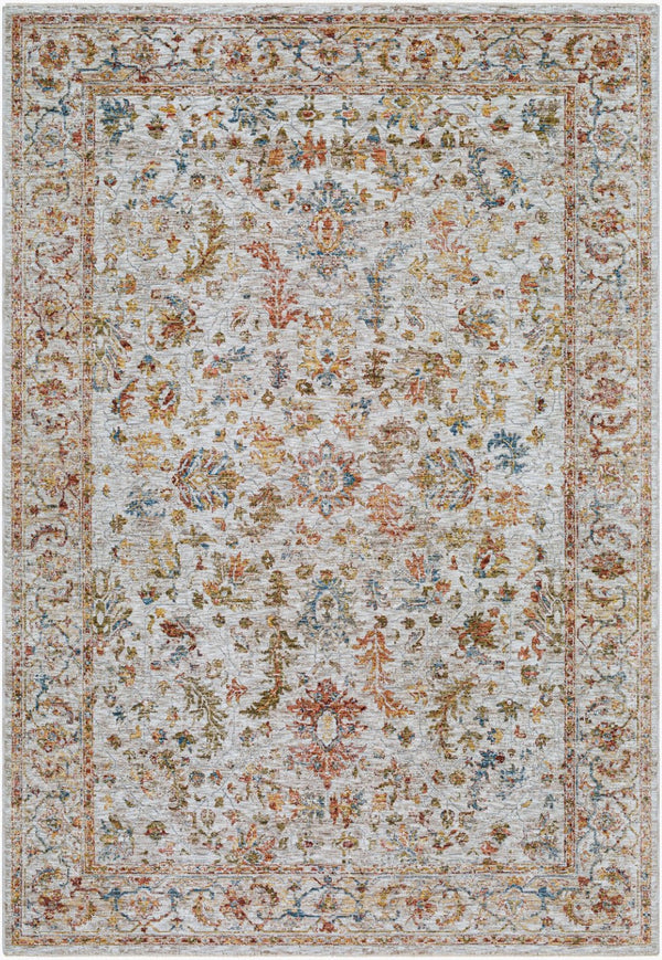 Livabliss Mona Lisa Traditional Polyester Area Rug with Fringe Edge for Living or Dining Rooms Light Sage, Tan 6'7" x 9'6" MNI2311-6796