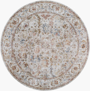 Livabliss Mona Lisa Traditional Polyester Area Rug with Fringe Edge for Living or Dining Rooms Light Sage, Tan 6'7" x 6'7" MNI2311-67RD