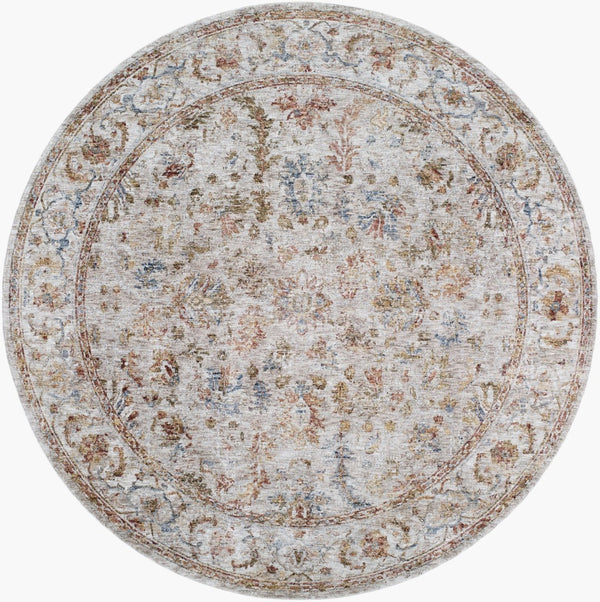Livabliss Mona Lisa Traditional Polyester Area Rug with Fringe Edge for Living or Dining Rooms Light Sage, Tan 6'7" x 6'7" MNI2311-67RD