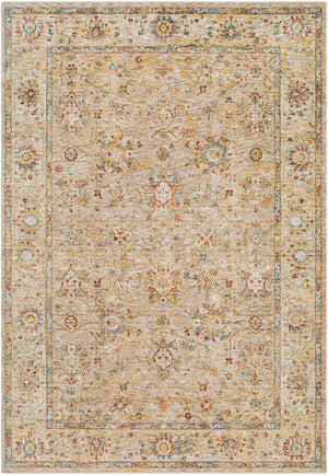 Livabliss Mona Lisa Traditional Fringed Polyester Area Rug for Formal Living Dining Rooms Tan, Light Sage 6'7" x 9'6" MNI2313-6796