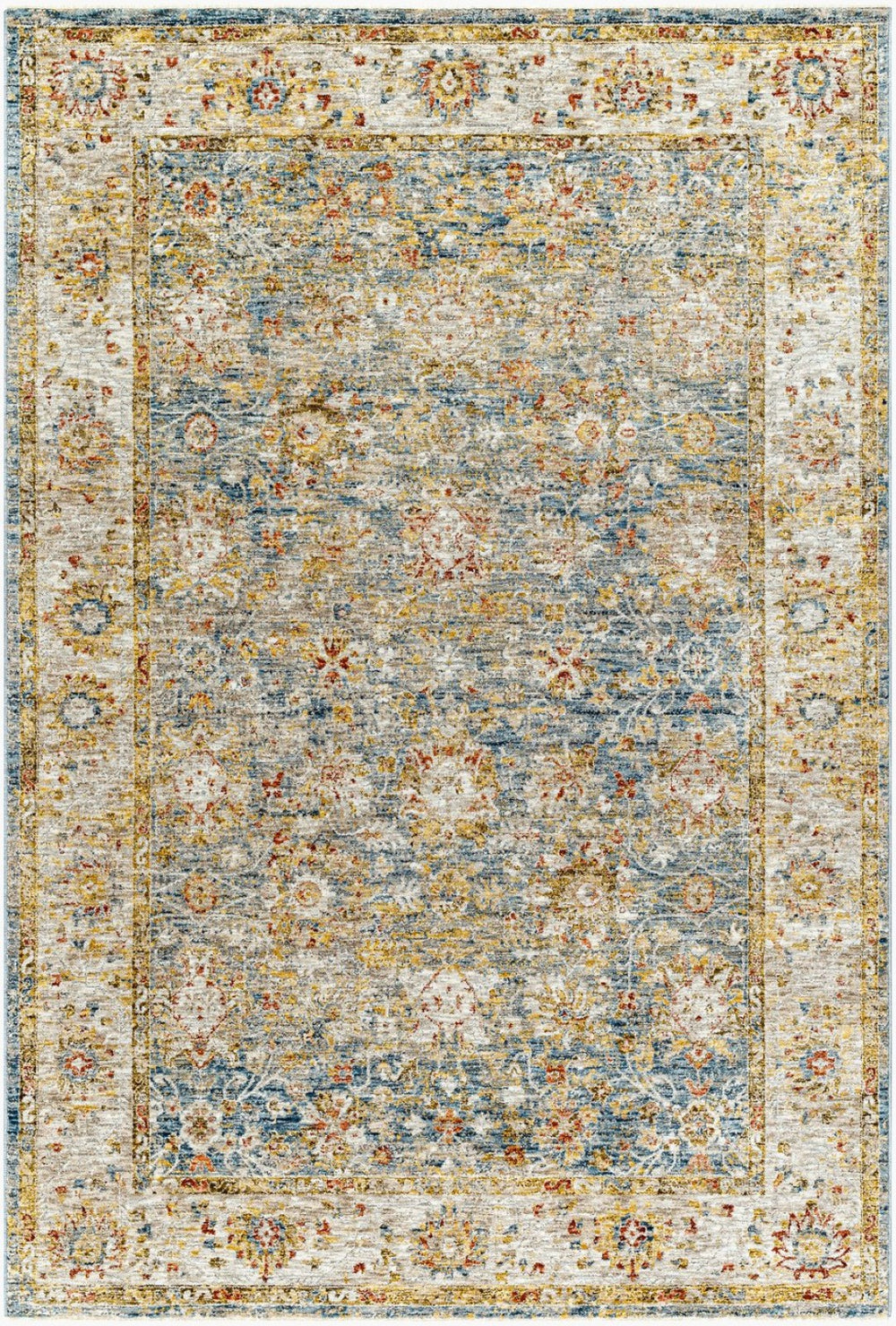 Livabliss Mona Lisa Traditional Fringed Polyester Area Rug Woven in Turkey for Living Dining Rooms Tan, Light Sage 5' x 7'5" MNI2314-575