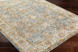 Livabliss Mona Lisa Traditional Fringed Polyester Area Rug Woven in Turkey for Living Dining Rooms Tan, Light Sage 5' x 7'5" MNI2314-575