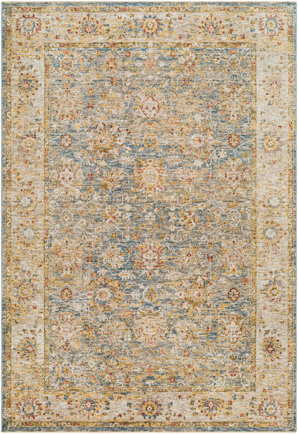 Mona Lisa MNI-2314 6'7" x 9'6" Machine Woven Rug MNI2314-6796  Tan, Light Sage, Dark Blue, Mustard, Olive, Sage Surya