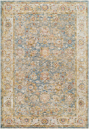 Livabliss Mona Lisa Traditional Fringed Polyester Area Rug Woven in Turkey for Living Dining Rooms Tan, Light Sage 6'7" x 9'6" MNI2314-6796