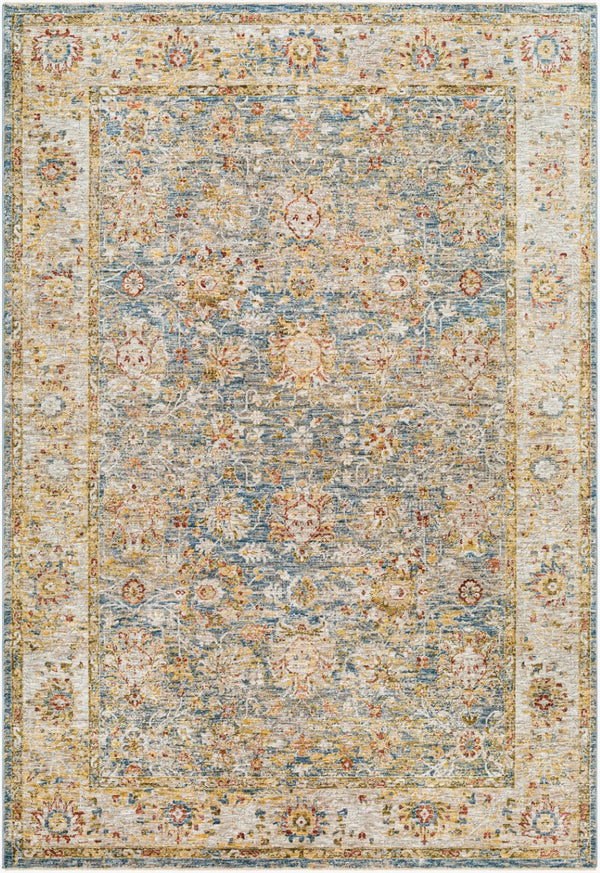 Livabliss Mona Lisa Traditional Fringed Polyester Area Rug Woven in Turkey for Living Dining Rooms Tan, Light Sage 6'7" x 9'6" MNI2314-6796