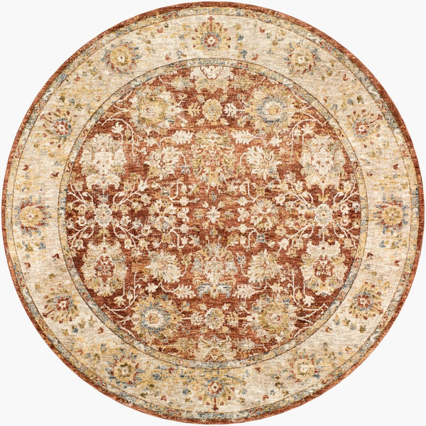 Livabliss Mona Lisa Traditional Fringe Area Rug Soft Polyester Pile for Living or Dining Rooms Light Sage, Tan 5'3" x 5'3" MNI2315-53RD
