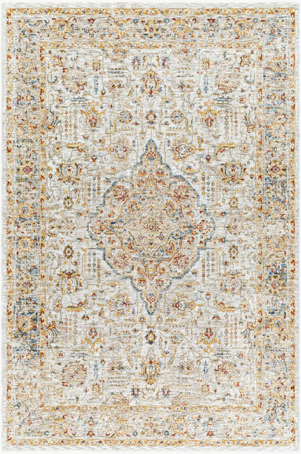 Livabliss Mona Lisa Turkish Machine Woven Polyester Area Rug with Classic Medallion Style Light Sage, Tan 9' x 12'2" MNI2317-9122