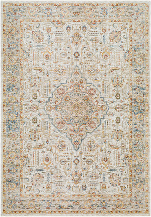 Livabliss Mona Lisa Turkish Machine Woven Polyester Area Rug with Classic Medallion Style Light Sage, Tan 6'7" x 9'6" MNI2317-6796
