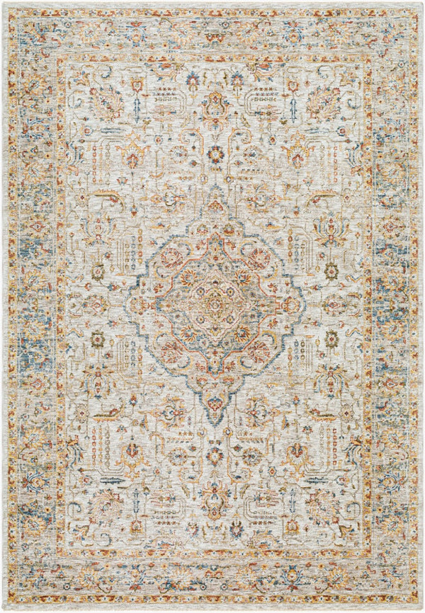 Livabliss Mona Lisa Turkish Machine Woven Polyester Area Rug with Classic Medallion Style Light Sage, Tan 6'7" x 9'6" MNI2317-6796