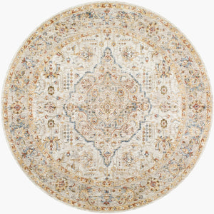 Livabliss Mona Lisa Turkish Machine Woven Polyester Area Rug with Classic Medallion Style Light Sage, Tan 7'10" x 7'10" MNI2317-710RD