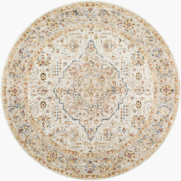 Livabliss Mona Lisa Turkish Machine Woven Polyester Area Rug with Classic Medallion Style Light Sage, Tan 7'10" x 7'10" MNI2317-710RD