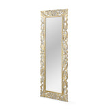 Christopher Knight Home® - Noble House - Emerton Traditional Standing Mirror with Floral Carved Frame, Distressed White and Gold