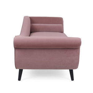 English Elm Chaise Lounge Velvet Upholstered with Birch Legs Elegant Salon Style Living Room Accent Pink 69103.00DUSPNK