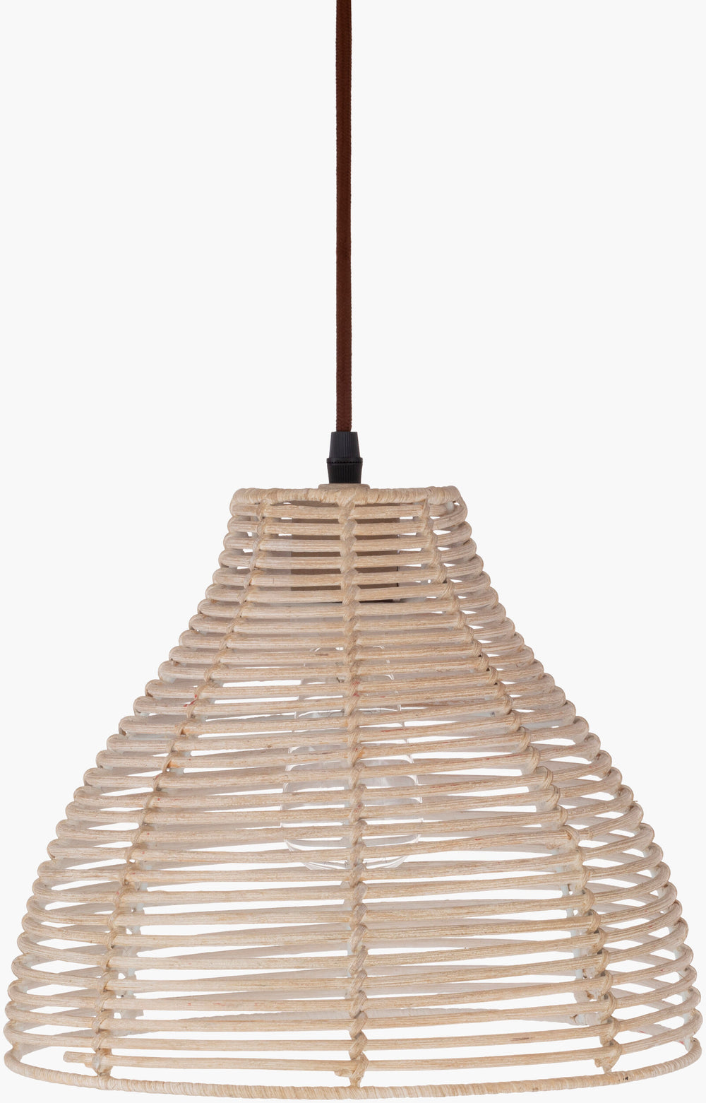 Surya Manning Elegant Global-inspired 9"L X 9"W X 11"H Rattan Pendant Light For Eclectic Home Decor Fixture, Gray,Base, Gray,Cord, Translucent Rattan Mnn-004