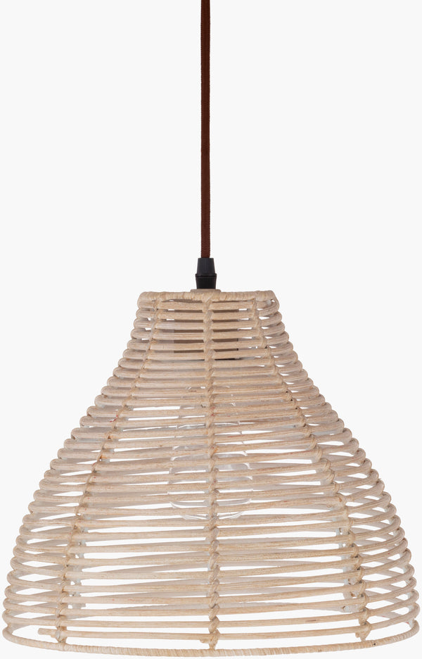 Surya Manning Elegant Global-inspired 9"L X 9"W X 11"H Rattan Pendant Light For Eclectic Home Decor Fixture, Gray,Base, Gray,Cord, Translucent Rattan Mnn-004