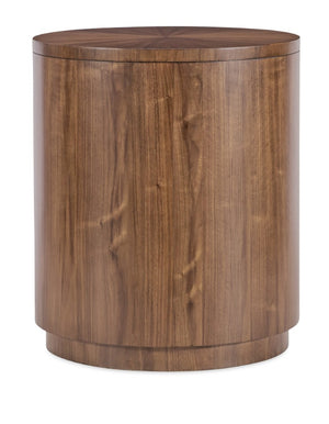 Hooker Furniture Eleana Mid-Century Round Nightstand With Starburst Veneer Top, Touch-Latch Doors, Light Caramel Finish 7252-90215-85