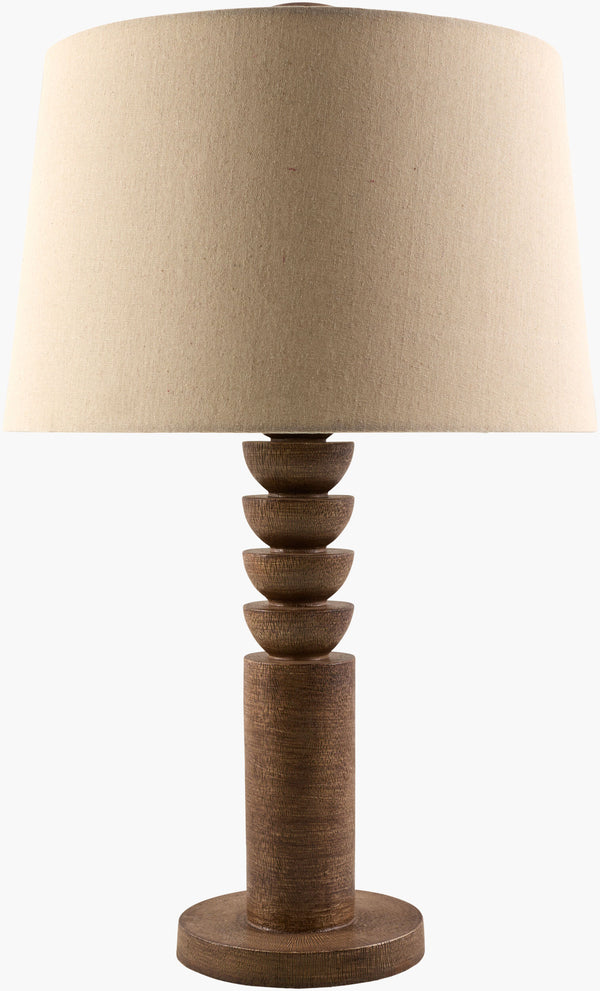 Surya Munisip 26" Elegant Accent Table Lamp With Textured Linen Shade - Stylish Home Decor Lighting Body, Brown,Shade (Outside), Wheat,Shade (Inside), White,Finial, Brown,Harp, Metallic ,Nickel,Cord, Translucent Resin,Linen,Linen,Linen,Plastic,Resin Mnp-001