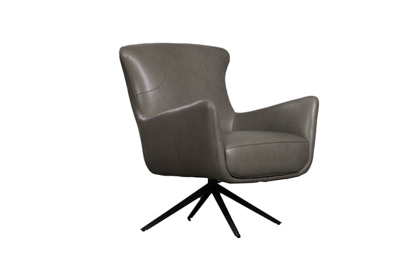 Porter Designs Porter Andromeda Gray Leather Swivel Accent Chair - Mid-century Modern Design With Flared Feet Gray Leather 12-204-02t-0202-kit
