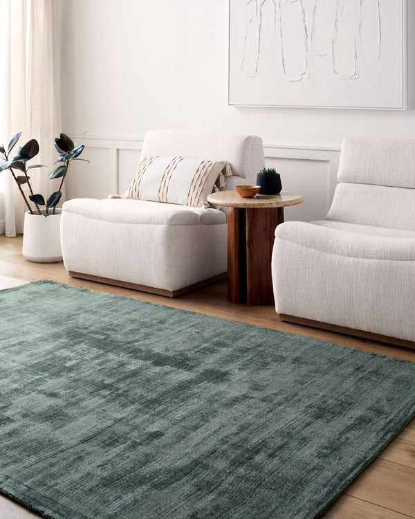 Surya Moreno Handmade 10' X 14' Rug - Elegant, Versatile Design For Any Room, Easy Care & Low Pile Style Forest Green Viscose Mnr2301-912