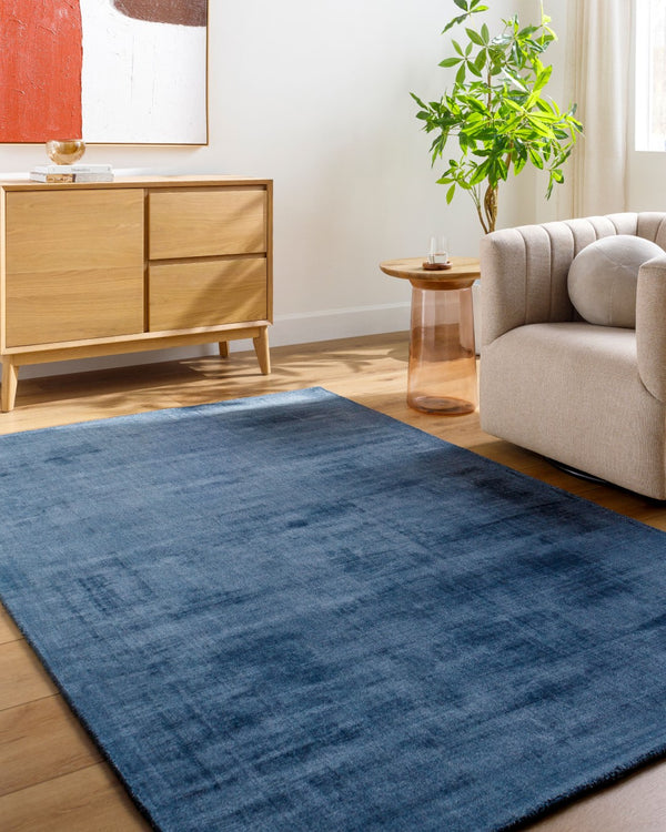 Surya Moreno Handmade 10' X 14' Rug - Elegant, Versatile Design For Any Room, Easy Care & Low Pile Style Indigo Viscose Mnr2309-1014