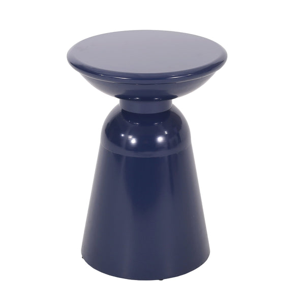 English Elm Serenita Outdoor Powder Coated Iron Pedestal Side Tables Sculptural Flared Set of Two Navy Blue 73614.00NBLU
