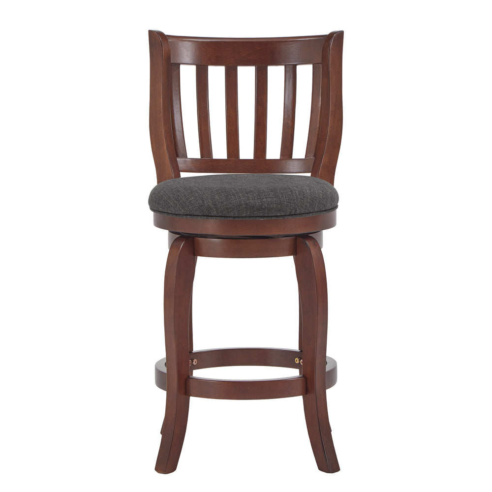Homelegance By Top-Line Redford Linen High Back Swivel Counter Height Stool Brown Rubberwood