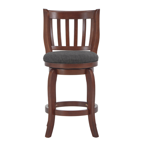 Homelegance By Top-Line Redford Linen High Back Swivel Counter Height Stool Brown Rubberwood