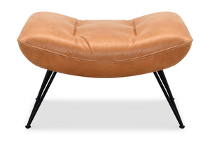 Hooker Furniture Kayne Tufted Top-grain Leather Ottoman with Spindle Legs for Modern Living Rooms CC416-OT-086