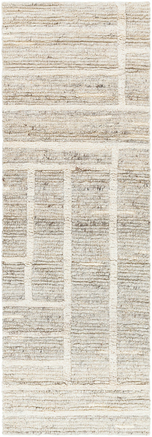 Manisa MNS-2304 2'6" x 8' Runner Handmade Rug MNS2304-268  Gray, Light Slate, Charcoal, Brown, Cream, Oatmeal Surya