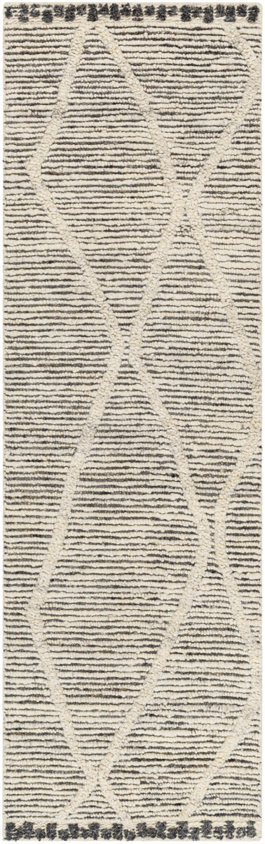 Manisa MNS-2309 2'6" x 8' Runner Handmade Rug MNS2309-268  Black, Cream Surya