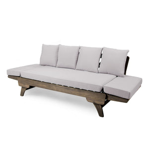 English Elm Ottavio Outdoor Acacia Wood Daybed with Weather Resistant Cushions for Patio Lounging 63454.00