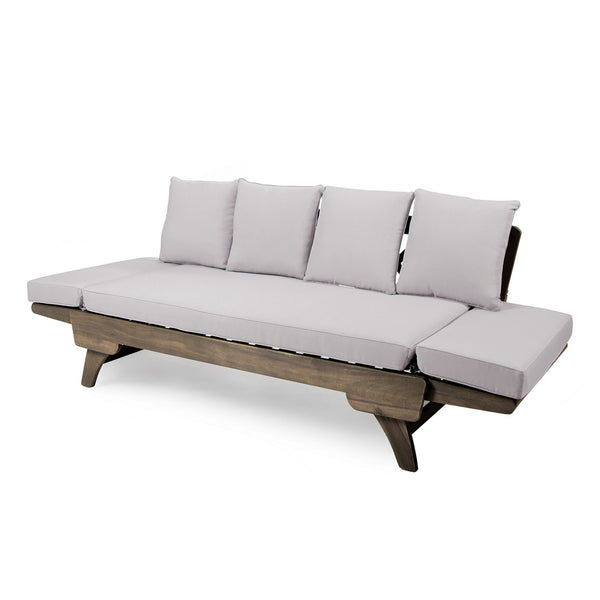 English Elm Ottavio Outdoor Acacia Wood Daybed with Weather Resistant Cushions for Patio Lounging 63454.00