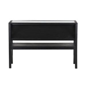 Porter Designs Porter Canberra Console Table - Solid Black Mango Wood With Glass Top, Stylish Modern Design Black Wood 05-108-10-9487