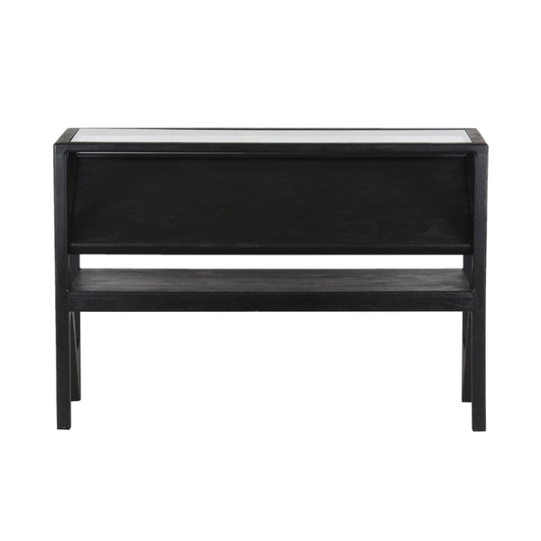 Porter Designs Porter Canberra Console Table - Solid Black Mango Wood With Glass Top, Stylish Modern Design Black Wood 05-108-10-9487