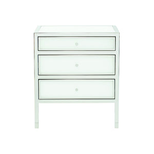 Bernhardt Bernhardt Blanca Nightstand With Polished Stainless Frame, Snow Glass Insets, 3 Drawers, 26" Width 372214