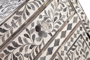 English Elm Steve Silver - Fowler Hand-Carved Accent Cabinet in Pearl Silver and Lilac Gray Bone Inlay, 28"L x 21.25"W x 16"H B081P157253