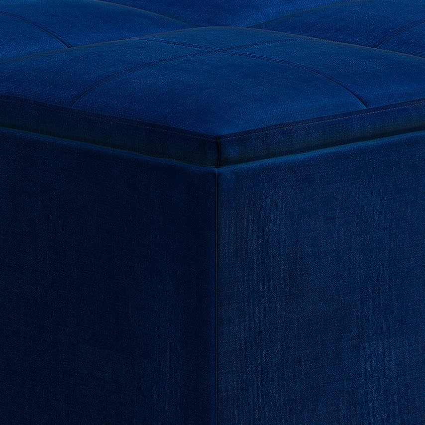 English Elm Avalon Blue Velvet Storage Ottoman Coffee Table With Flip-Over Trays & Stylish Contemporary Design B136P159744