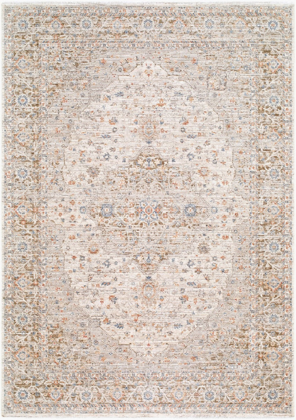 Livabliss Montreux Traditional Fringe Area Rug Polyester Machine Woven for Living Dining Rooms Light Gray, Ivo 9' x 12'4" MNX2301-9124