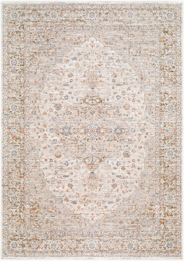 Livabliss Montreux Traditional Fringe Area Rug Polyester Machine Woven for Living Dining Rooms Light Gray, Ivo 9' x 12'4" MNX2301-9124