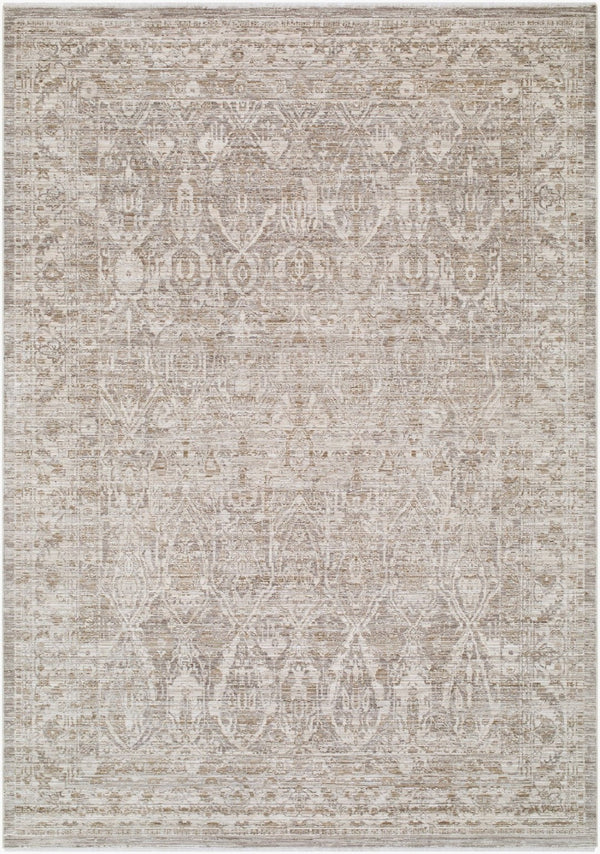 Livabliss Montreux Turkish Patterned Polyester Area Rug with Fringe for Living Dining Bedroom Light Gray, Ivo 9' x 12'4" MNX2302-9124