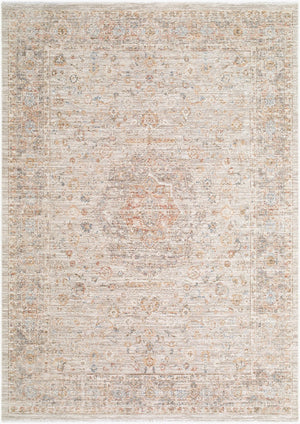 Livabliss Montreux Traditional Fringe Area Rug Polyester Pile Turkey Woven Living Room Accent Light Gray, Ivo 6'7" x 9'6" MNX2304-6796